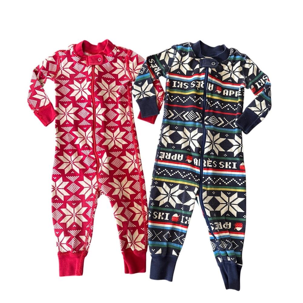 Hanna Andersson Bundle of 2 Winter Snowflake Print Sleepers PJs 18-24 months